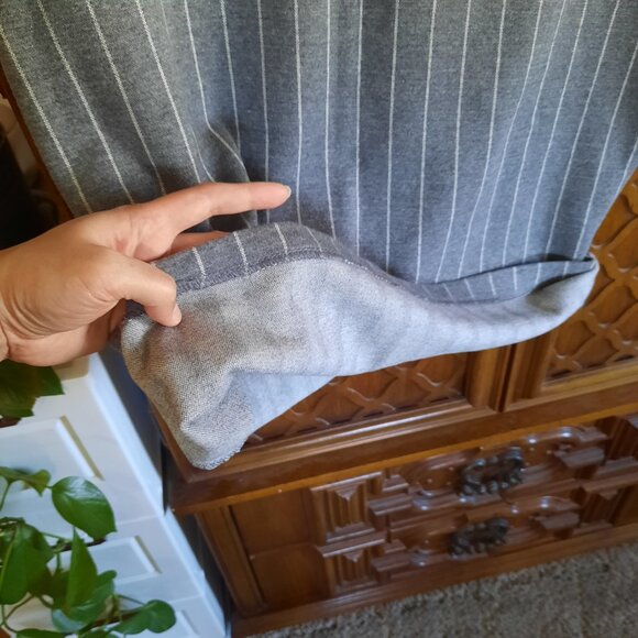 ZARA Gray Pinstripe Dolman Sleeve Pocket Cocoon Tunic Shift Dress - Size S - Picture 8 of 16